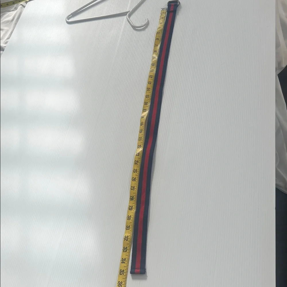 Vintage Ralph Lauren Polo Women's Red/Blue Stripe Double D Ring Preppy Belt